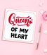 Листівка на День Закоханих "Queen of my heart" 14х14 см (VD-29), Красный + белый