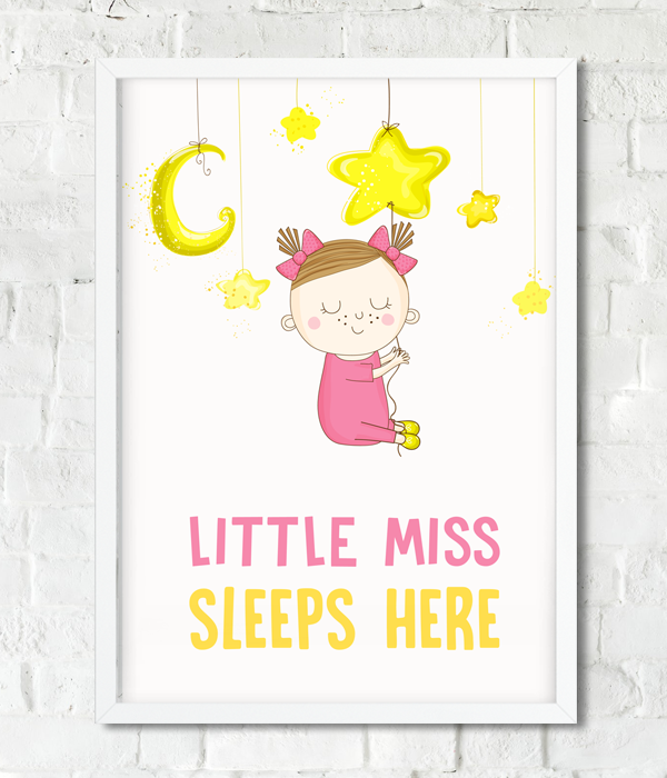 Постер для дитячої кімнати "Little miss sleeps here" без рамки (A3), А3