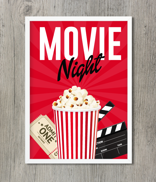 Постер для вечірки "Movie Night" 2 розміри, А4