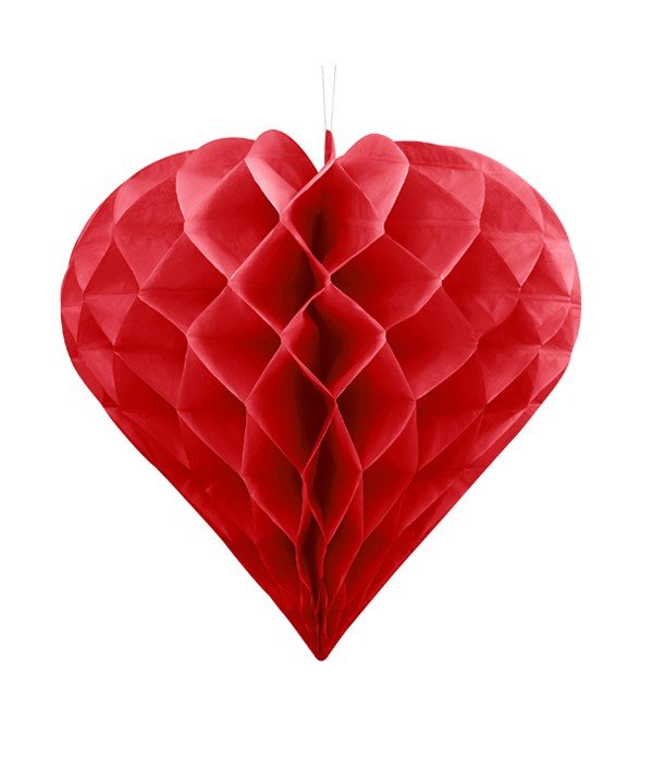 Декорация "Красное гофро сердце" 1 шт (20 см.)