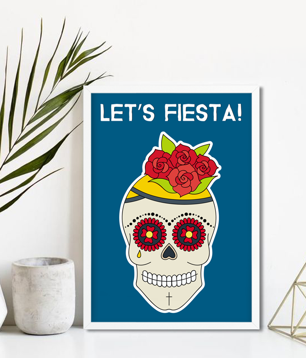 Постер для мексиканської вечірки "Let's Fiesta" 2 розміри без рамки (02681), Різнокольоровий, А4