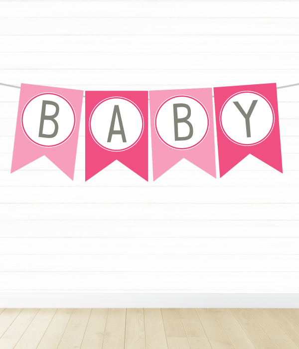 Паперова гірлянда "Baby" 4 прапорця (02757), Рожевий