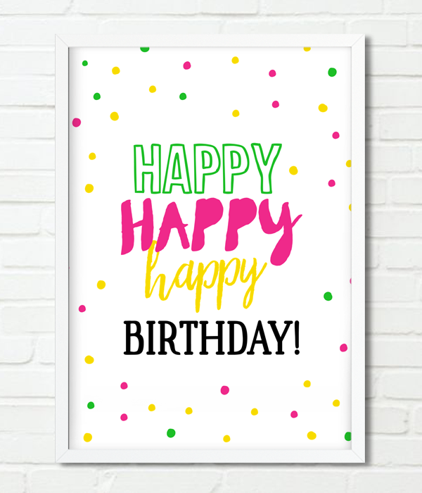 Постер "Happy Birthday!" з конфеті 2 розміри без рамки (02107), Різнокольоровий, А4