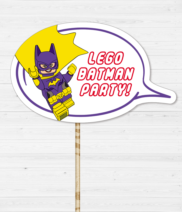 Фотобутафорія-табличка для фотосесії "Lego Batman Party!" (L906), Різнокольоровий