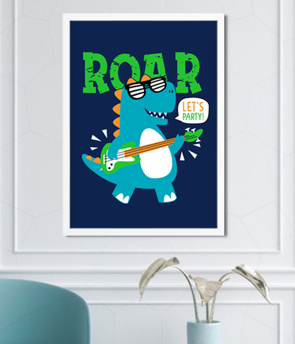 Постер для дитячого свята з динозаврами "DINO PARTY" 2 розміри без рамки (04075), А4