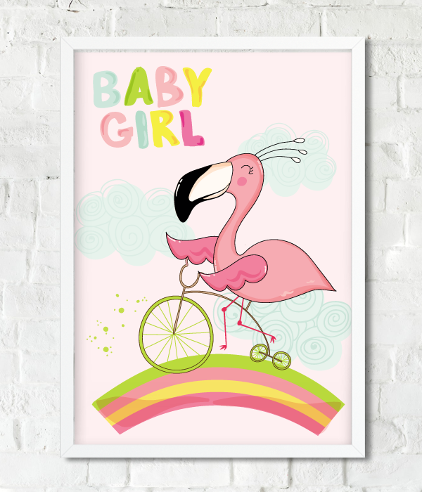 Постер для baby shower "Baby girl" 2 розміри, Різнокольоровий, А4