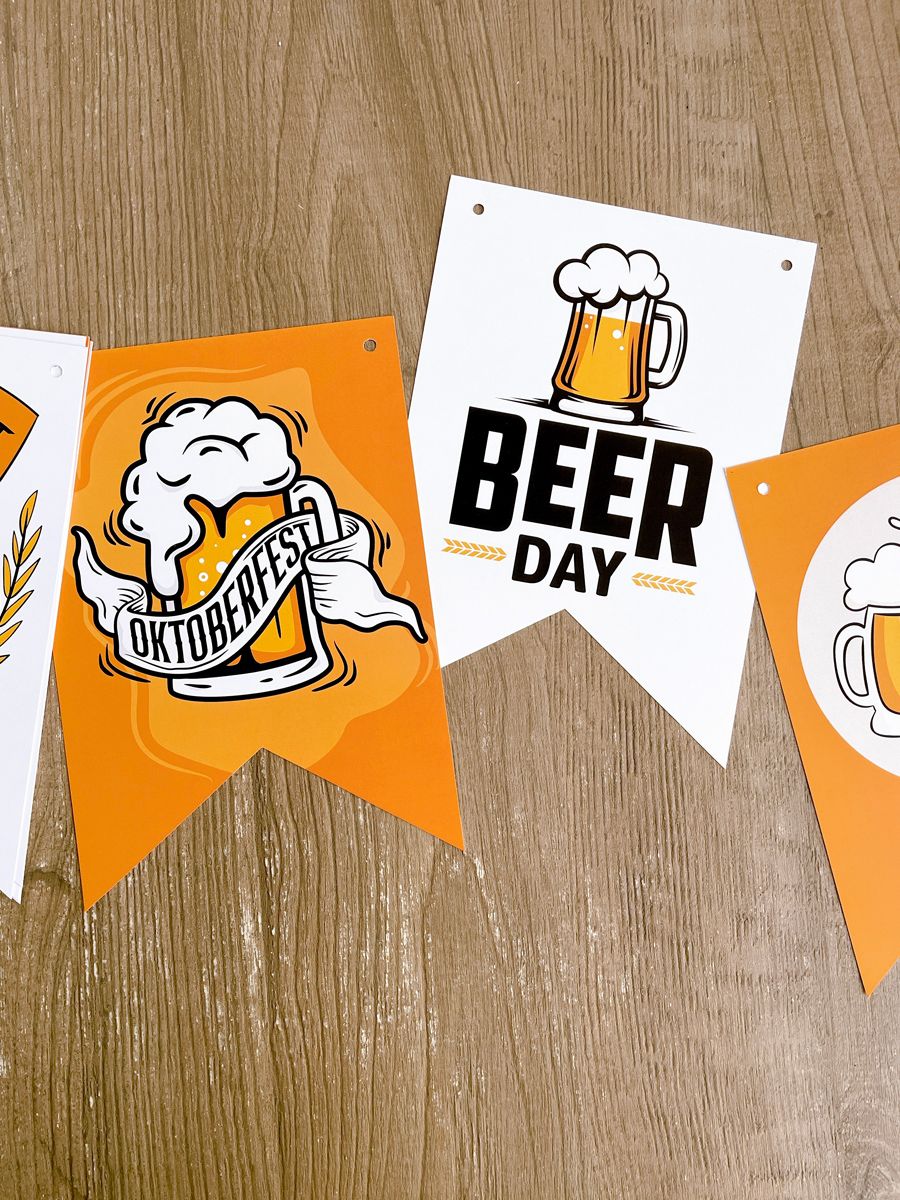 Бумажная гирлянда "Beer Day" 12 флажков (OK202321), Разноцветный