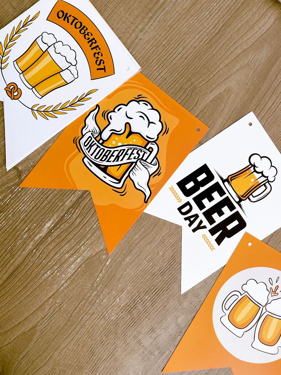 Паперова гірлянда "Beer Day" 12 прапорців (OK202321), Різнокольоровий