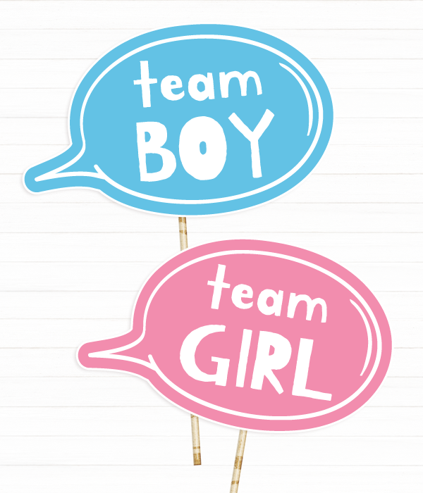 Фотобутафорія-таблички для ґендер паті "Team Boy" та "Team Girl" 2 шт (04918)
