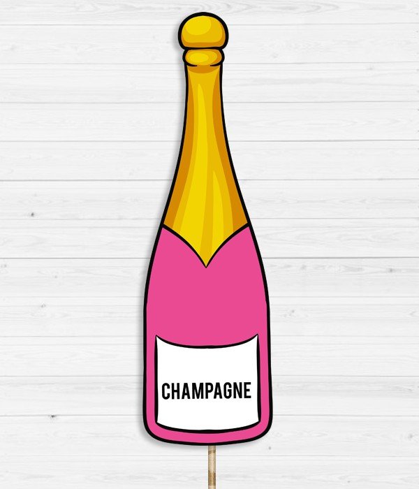 Табличка для фотосесії "Пляшка шампанського" (02988), Рожевий