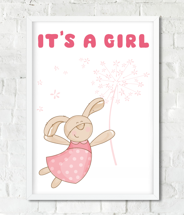 Постер для baby shower "It's a girl" 2 розміри, Різнокольоровий, А4