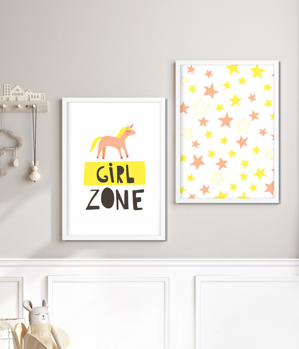 Набір з двох постерів для дитячої кімнати "GIRL ZONE" без рамок (А3), А3
