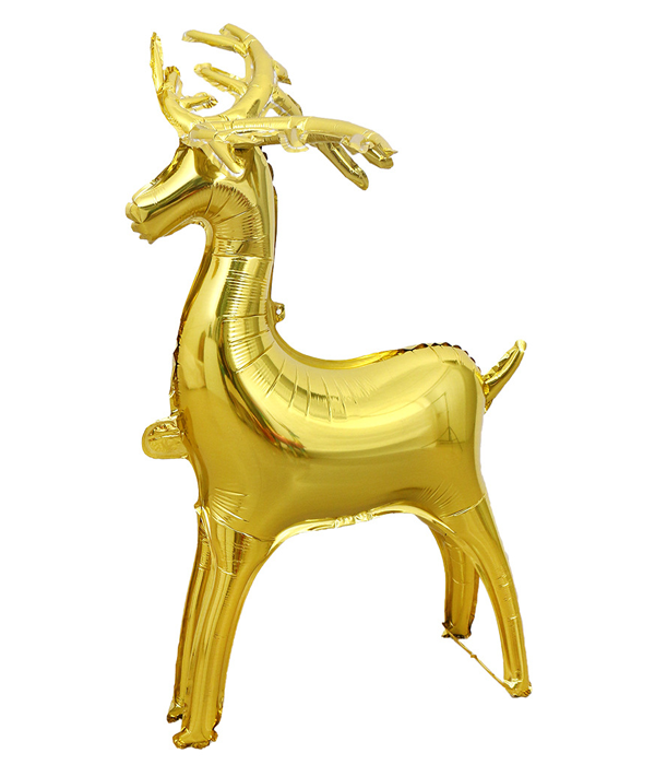 Новорічна повітряна фольгована куля Золотий олень 82х50 см (M90877), Золотий