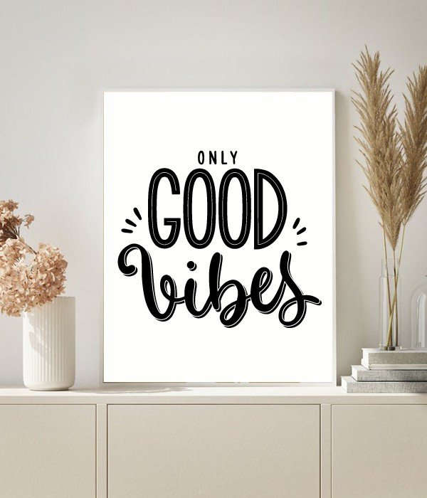 Постер для прикраси будинку або офісу "Only Good Vibes" А4 без рамки (50-27), Білий