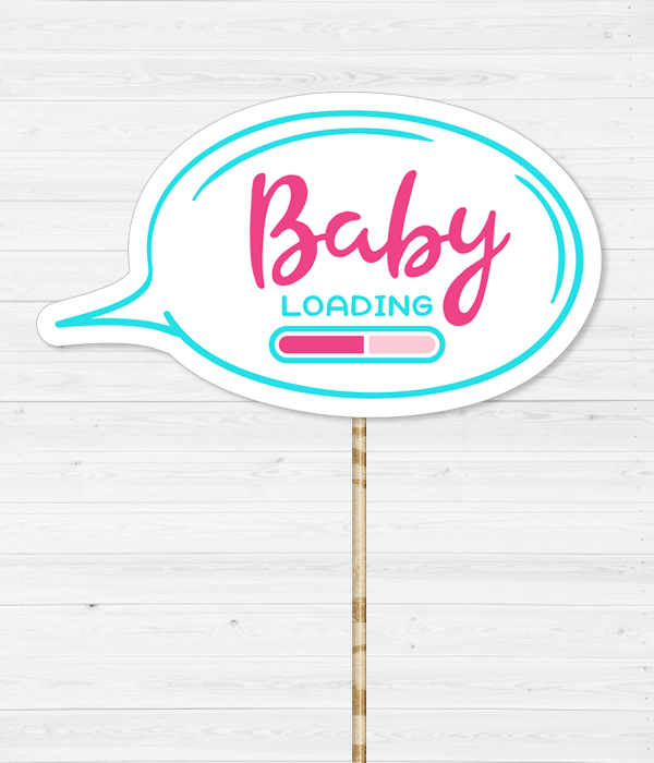 Табличка для фотосесії "Baby Loading" (09012), Белый + голубой + розовый