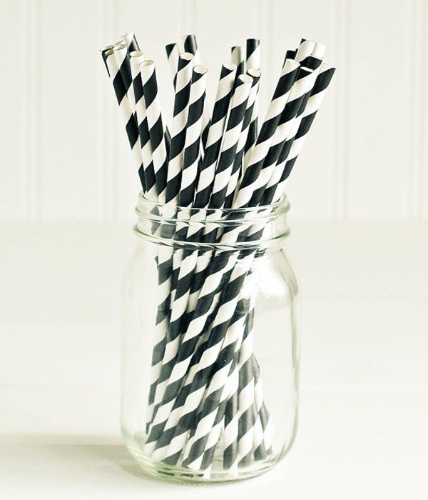 Бумажные трубочки "Black white stripes" 10 шт (ST4)