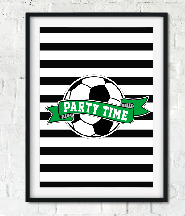 Постер для футбольної вечірки Party Time 2 розміру без рамки (F70076), А4
