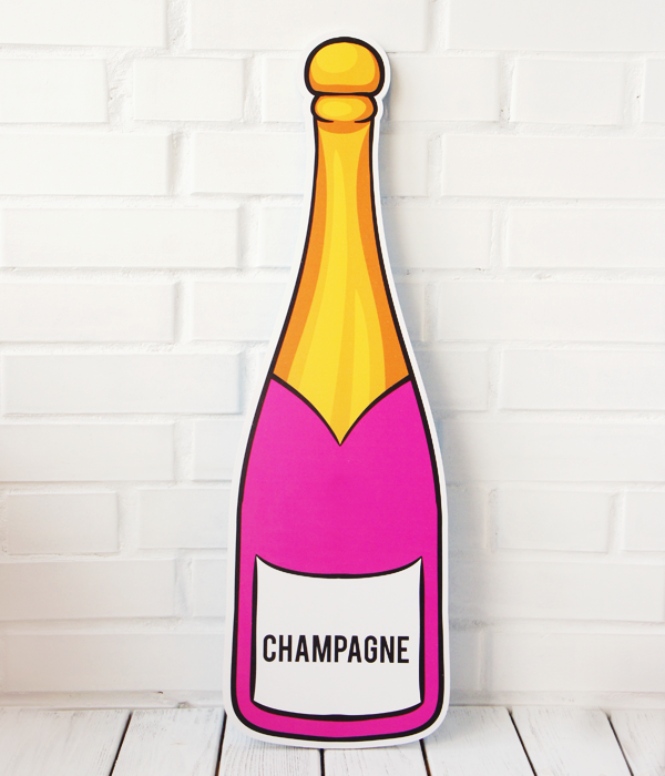 Велика декорація з пластику "Пляшка шампанського" (на замовлення 2 робочих дні)