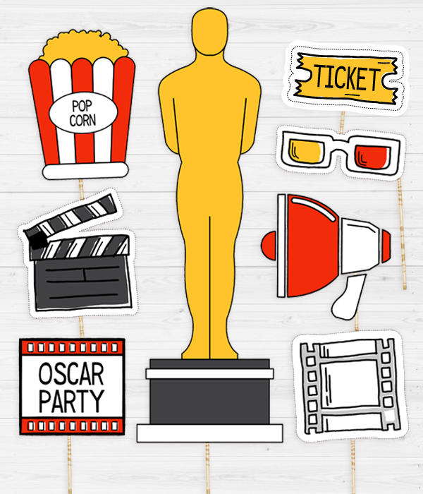 Набір фотобутафорії "Oscar party" (8 шт.), Красный + белый + черный