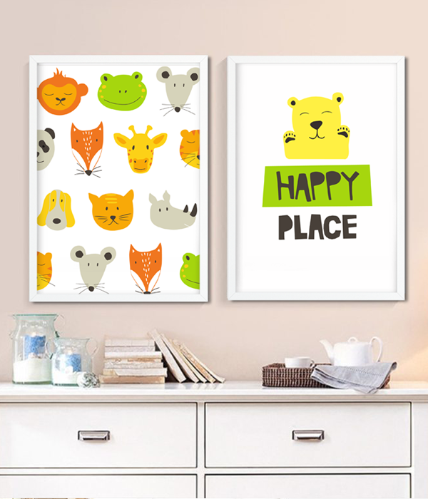 Набір з двох постерів для дитячої кімнати "HAPPY PLACE" без рамок (А3), А3