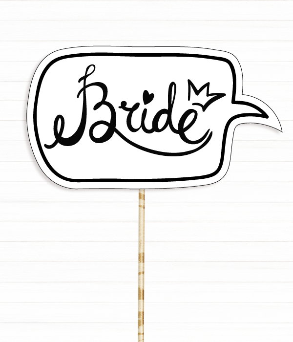 Табличка для весільної фотосесії Bride (030255), Черный / Белый